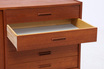 Vintage Teak Sideboard 60er| Scandinavian Design Mid Century Anrichte Schubladen &amp; Schiebetüren Holz Aufbewahrung