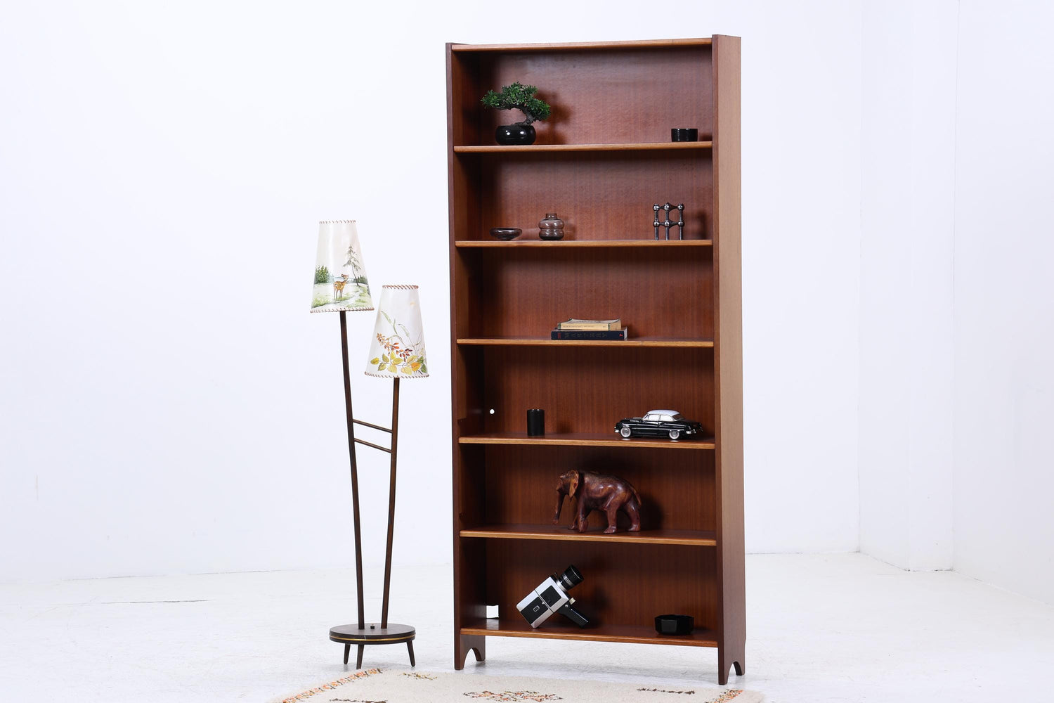 Vintage Teak Bücherregal | Mid Century Regal 60er Jahre | Hohes Holz Standregal