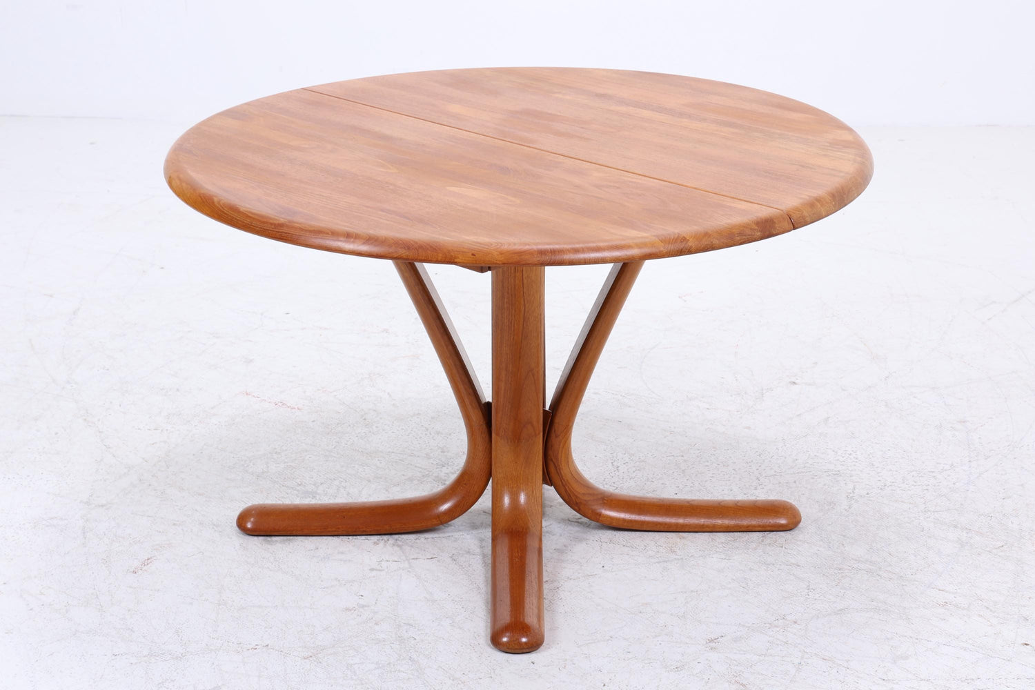 Vintage Teak Esstisch | Mid Century runder Holztisch Teak massiv 60er Jahre
