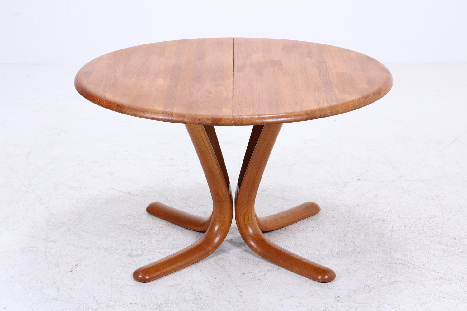 Vintage Teak Esstisch | Mid Century runder Holztisch Teak massiv 60er Jahre