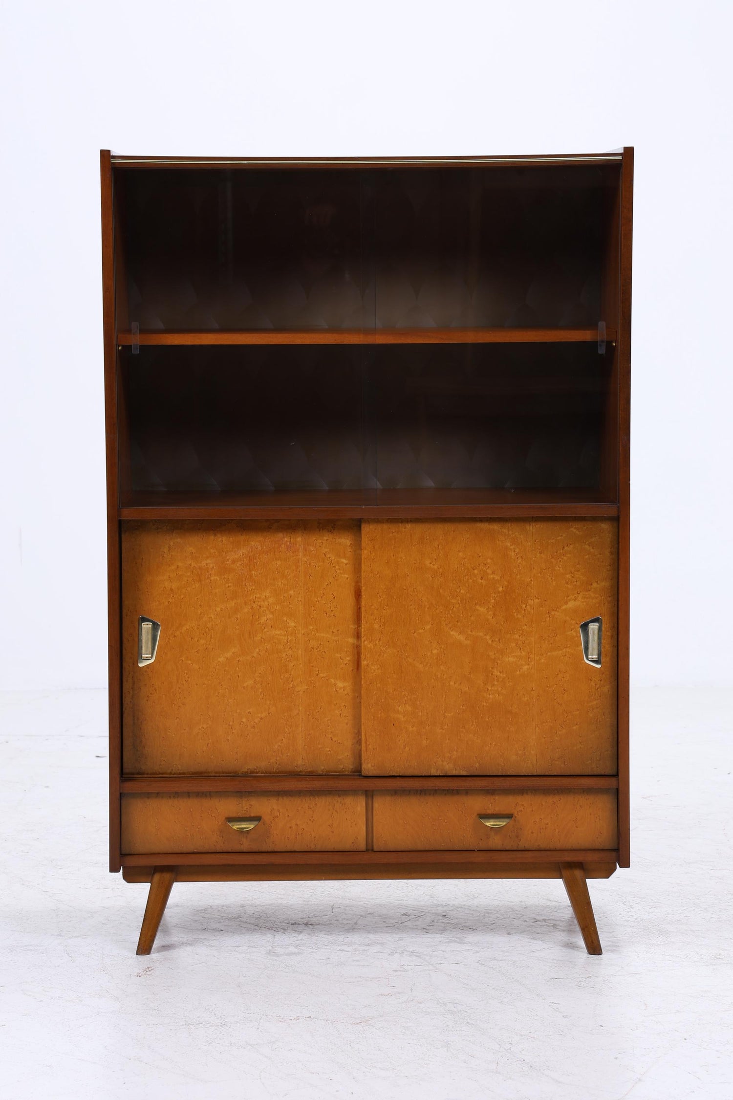 Vintage Vitrine aus den 60ern | Mid Century Glas Schrank Retro Holz Aufbewahrung