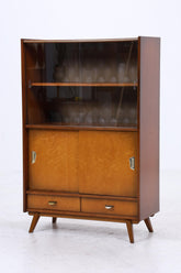 Vintage Vitrine aus den 60ern | Mid Century Glas Schrank Retro Holz Aufbewahrung