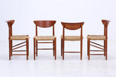4er Set Teak Stühle von Peter Hvidt & Orla Molgaard-Nielsen | Mid Century Danish Design Cord Stuhl | Vintage Designer