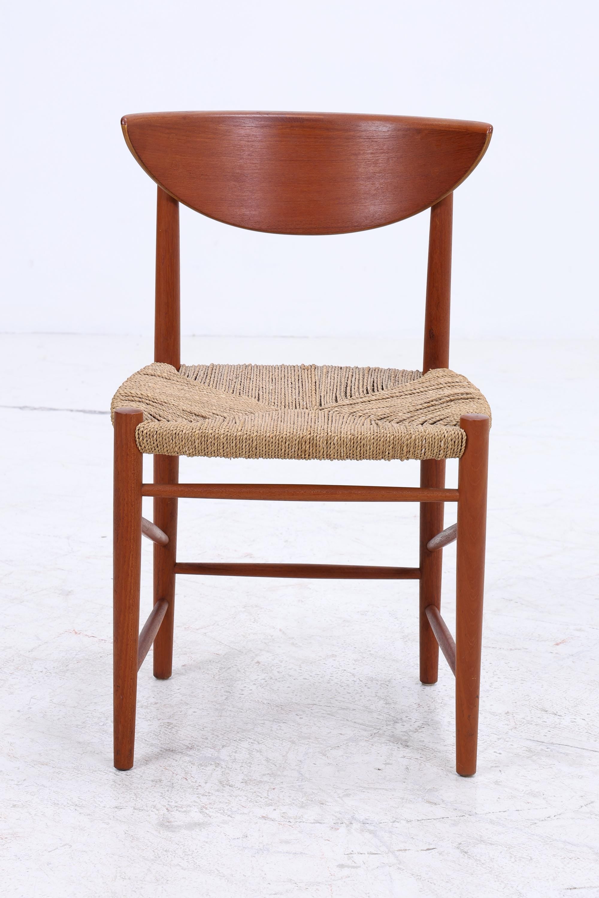 4er Set Teak Stühle von Peter Hvidt &amp; Orla Molgaard-Nielsen | Mid Century Danish Design Cord Stuhl | Vintage Designer