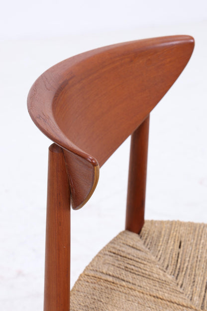 4er Set Teak Stühle von Peter Hvidt &amp; Orla Molgaard-Nielsen | Mid Century Danish Design Cord Stuhl | Vintage Designer