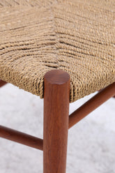 4er Set Teak Stühle von Peter Hvidt & Orla Molgaard-Nielsen | Mid Century Danish Design Cord Stuhl | Vintage Designer