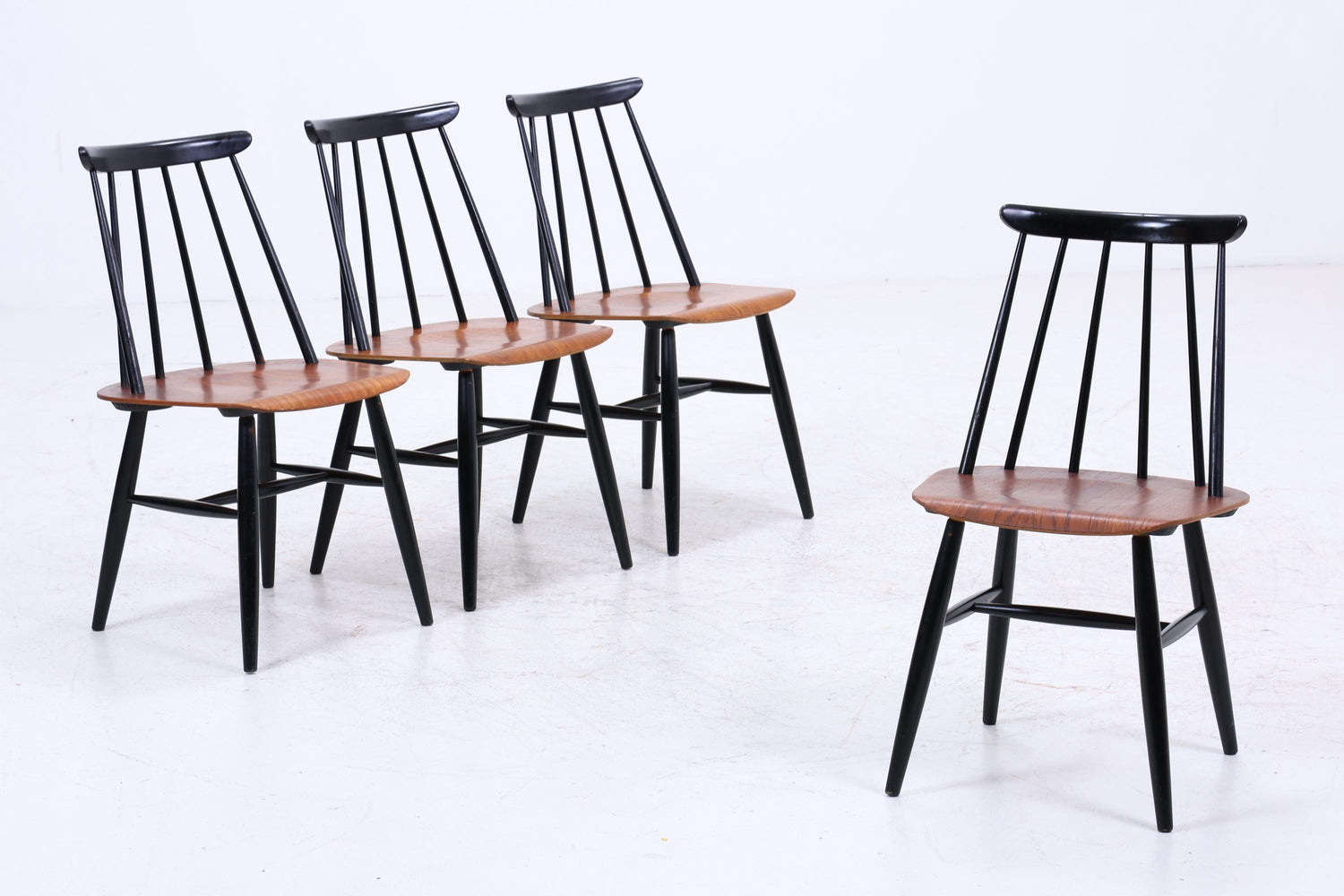 4er Set Teak Stühle "Fanett" von lmari Tapiovaara | Mid Century Finnish Design Holz Stuhl | Vintage Designer