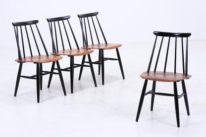 4er Set Teak Stühle "Fanett" von lmari Tapiovaara | Mid Century Finnish Design Holz Stuhl | Vintage Designer