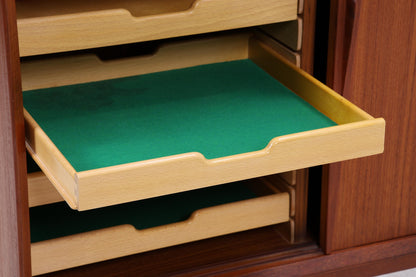 Vintage Teak Highboard von Omann Jun | Mid Century Sideboard Schubladen Schrank Holz Aufbewahrung