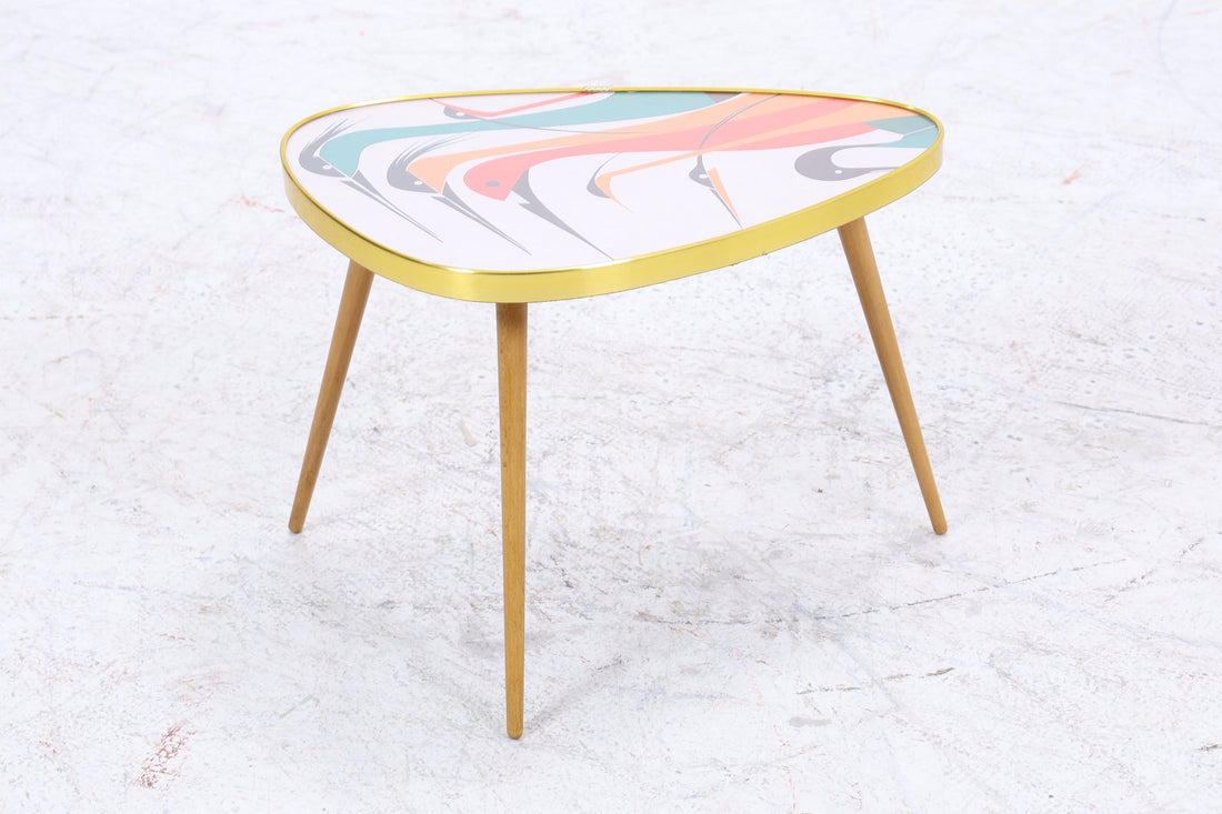 Vintage Blumentisch mit Muster | Mid Century Beisteltisch | Beistelltische 60er Jahre