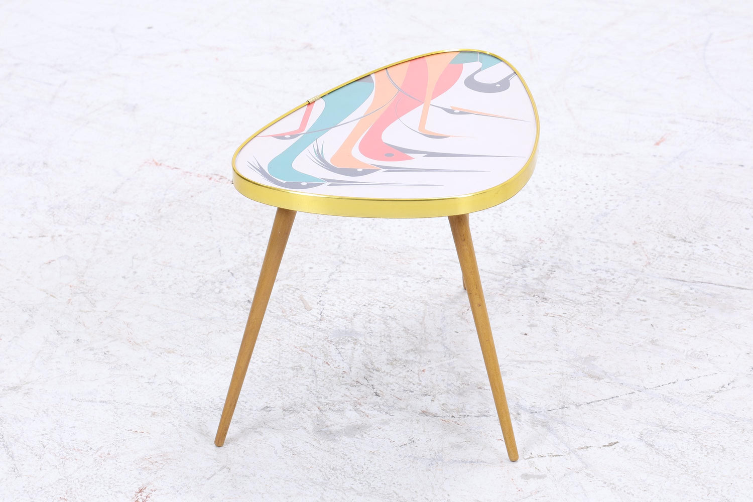Vintage Blumentisch mit Muster | Mid Century Beisteltisch | Beistelltische 60er Jahre