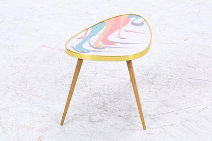 Vintage Blumentisch mit Muster | Mid Century Beisteltisch | Beistelltische 60er Jahre