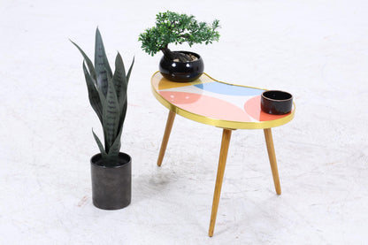 Vintage Nierentisch mit Muster | Mid Century Blumentisch | Beistelltische 60er Jahre