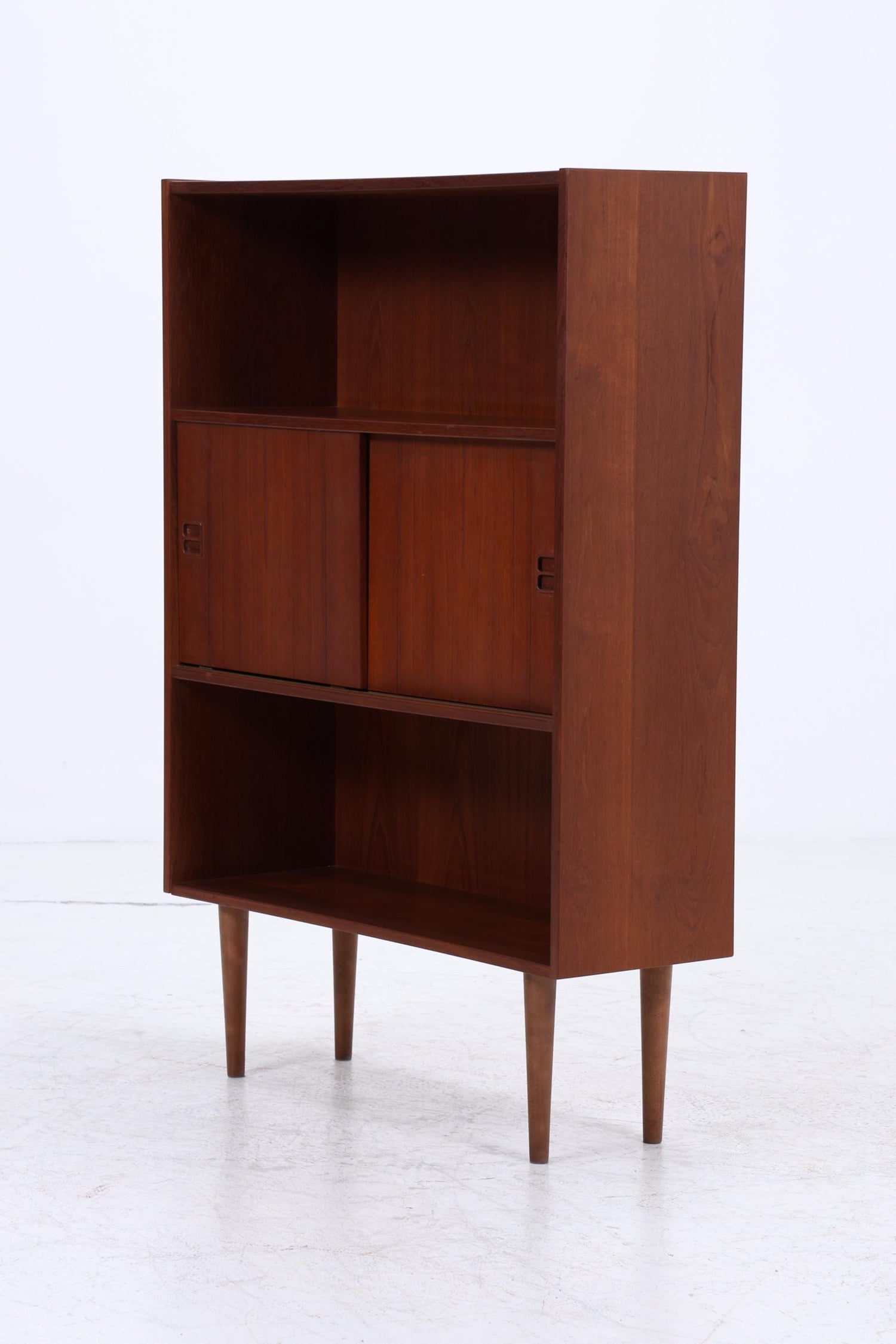Vintage Teak Regal mit Schiebetüren | Mid Century Regal 60er Jahre | Bücherregal Holz