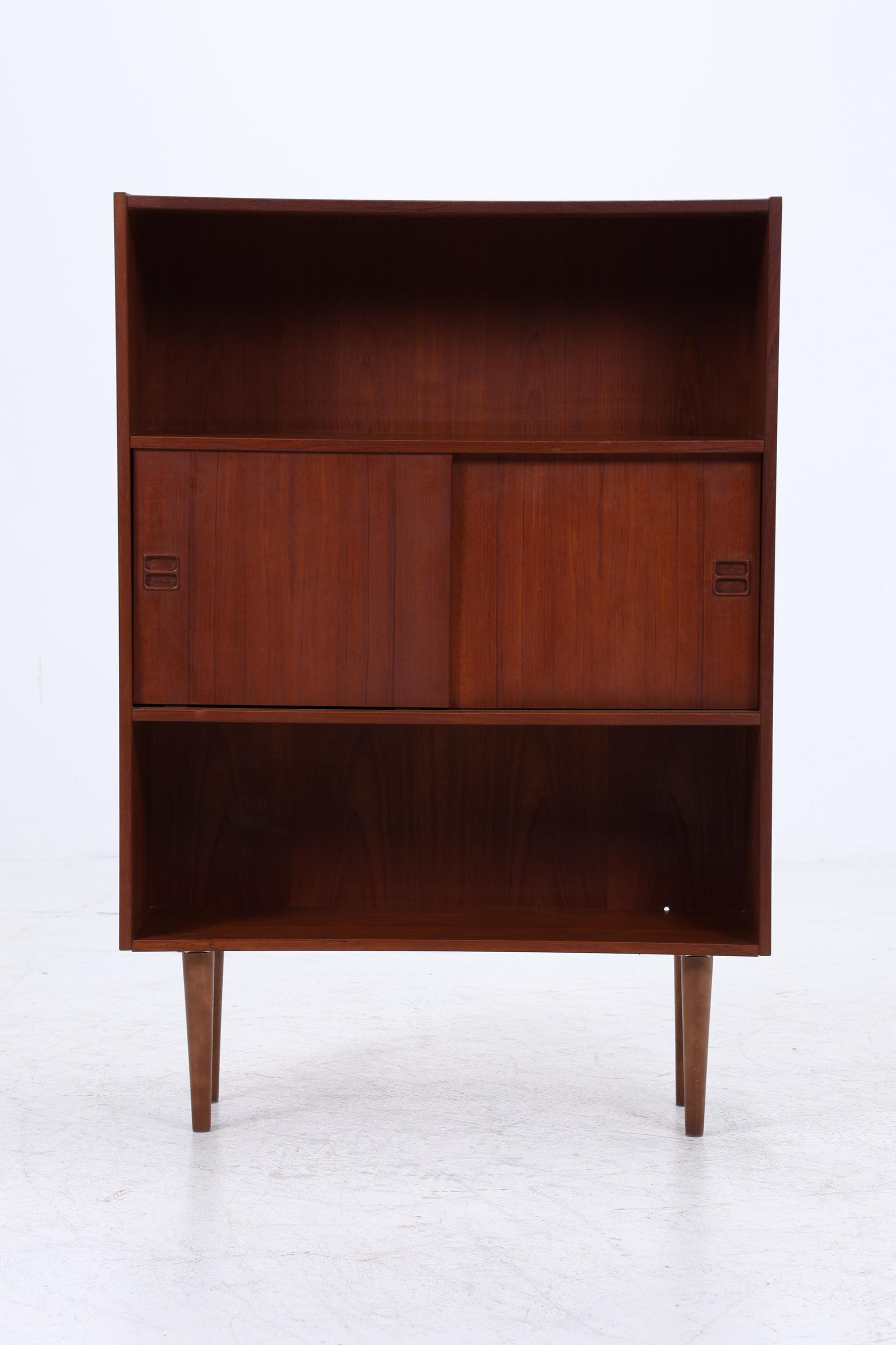 Vintage Teak Regal mit Schiebetüren | Mid Century Regal 60er Jahre | Bücherregal Holz