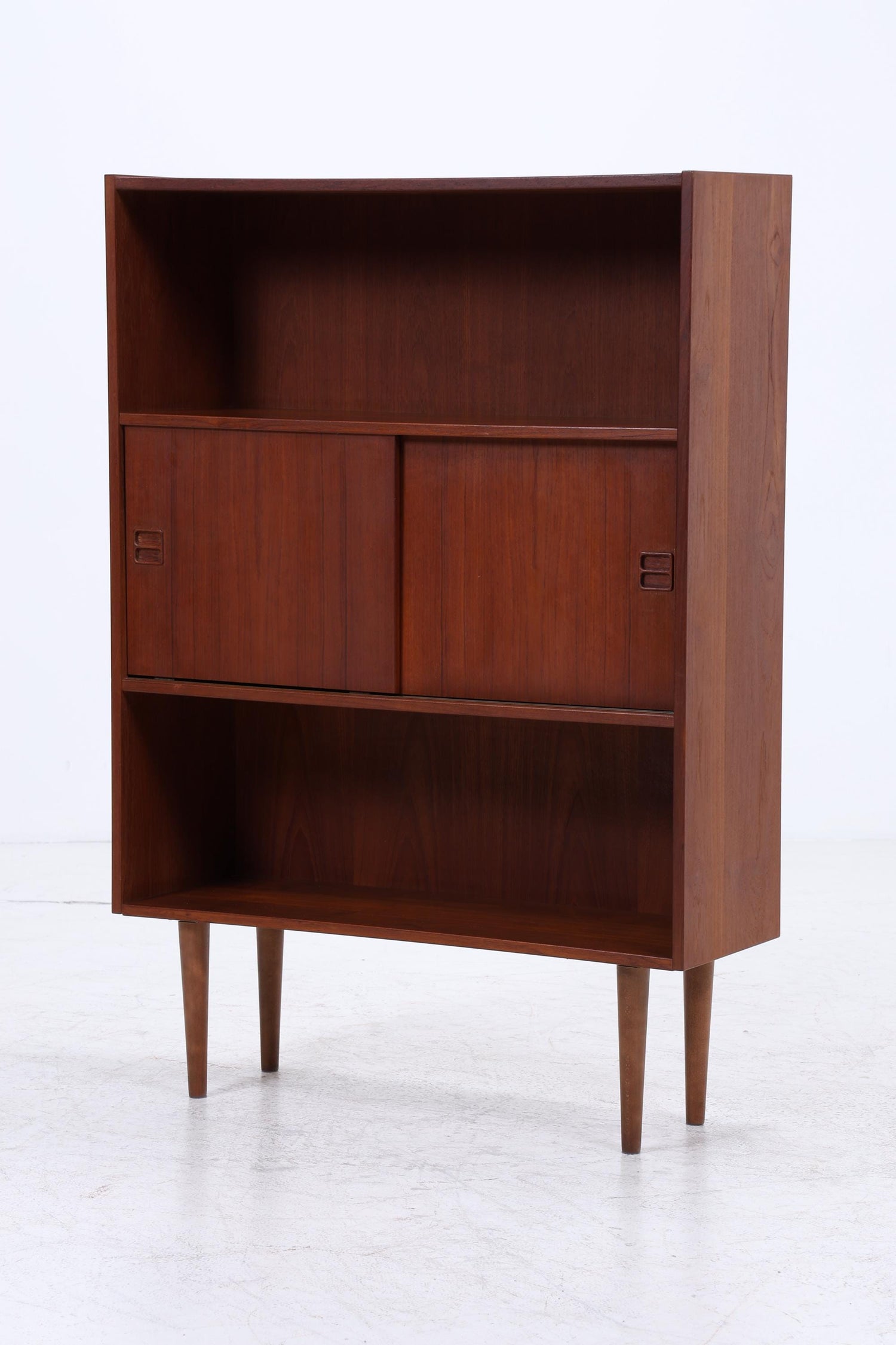 Vintage Teak Regal mit Schiebetüren | Mid Century Regal 60er Jahre | Bücherregal Holz