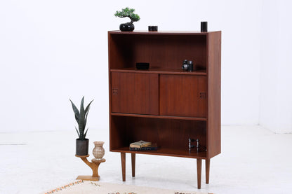 Vintage Teak Regal mit Schiebetüren | Mid Century Regal 60er Jahre | Bücherregal Holz