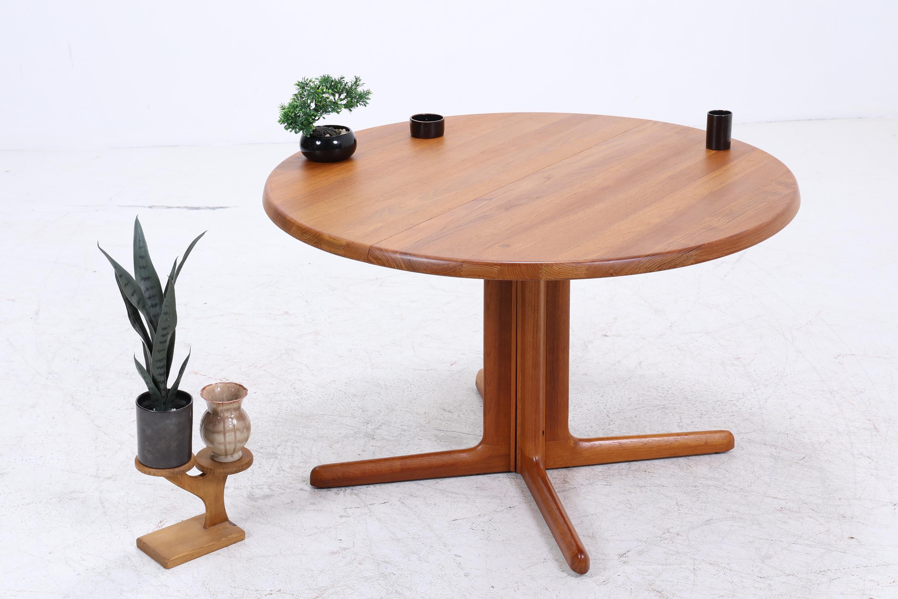 CJ Rosengaarden Vintage Esstisch | Mid Century Teak Tisch rund/oval ausziehbar mit 2 Einlegeplatten