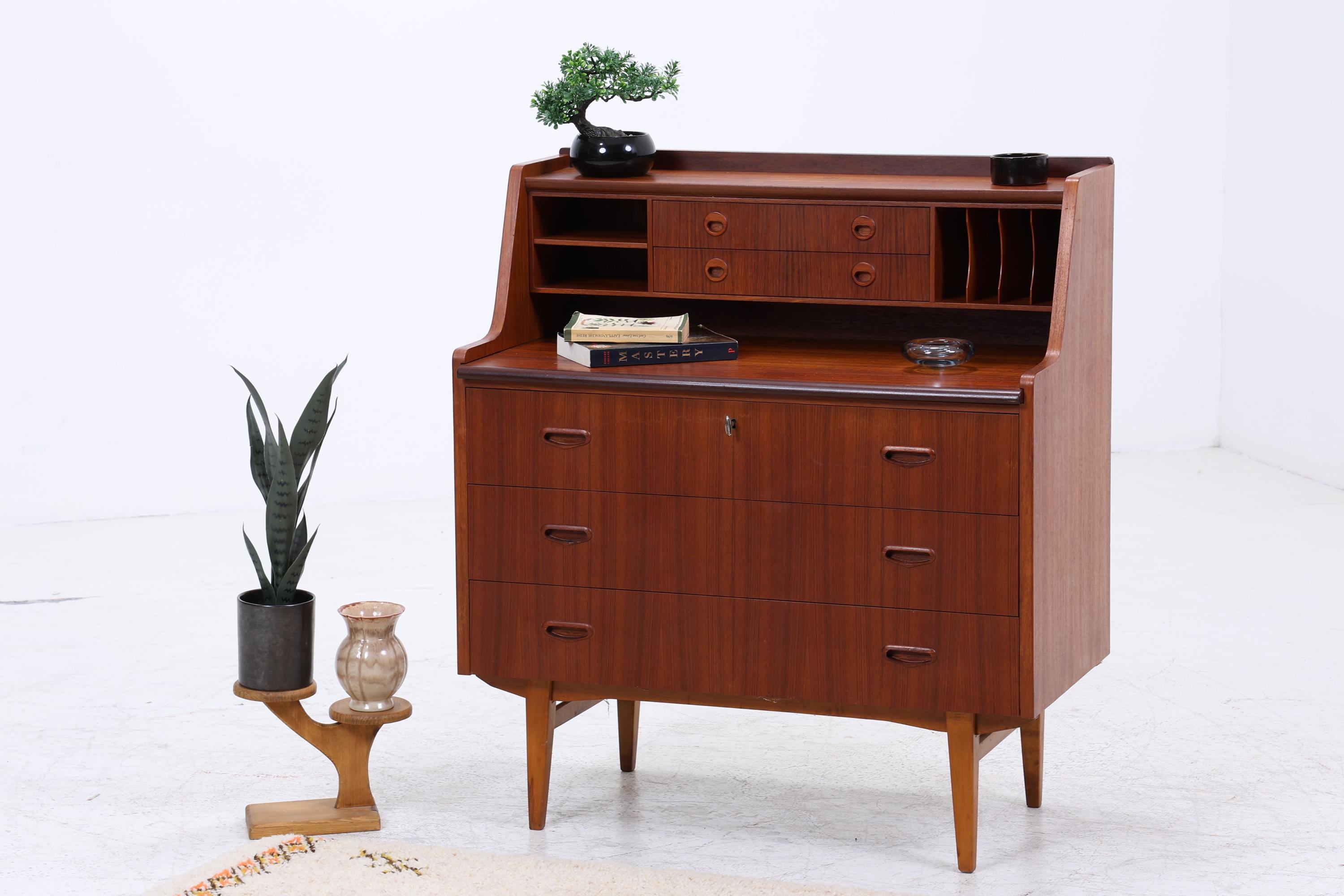 Vintage Teak Sekretär 60er Jahre | Danish Design Mid Century Schrank Retro Holz Aufbewahrung