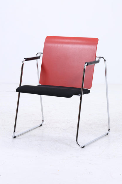 Vintage Stuhl Designklassiker | Ilian Milinov für ORT | Moderner Multifunktionsstuhl Tisch Rot Schwarz