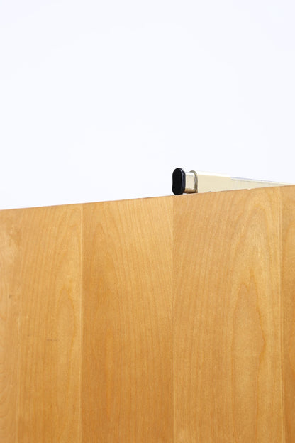 Vintage Kleiderschrank | Mid Century Wäscheschrank 2-türig | Kleiderstange &amp; Fächer | ausziehbare Kleiderstange