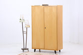 Vintage Kleiderschrank | Mid Century Wäscheschrank 2-türig | Kleiderstange & Fächer | ausziehbare Kleiderstange