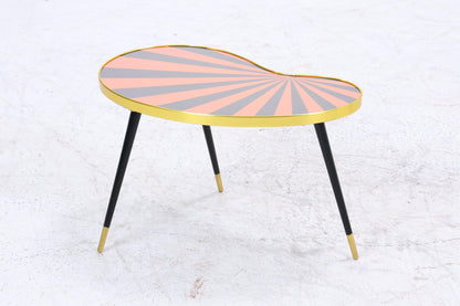 Vintage Nierentisch mit Muster | Mid Century Blumentisch | Beistelltische Schwarz Orange 60er Jahre