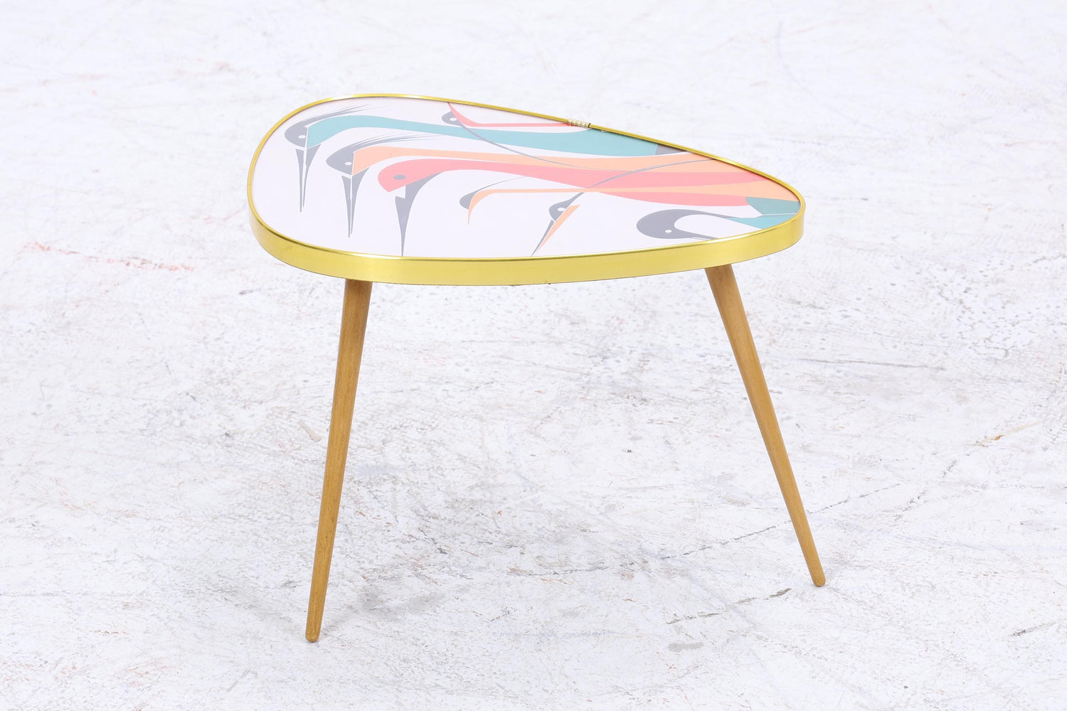 Vintage Blumentisch mit Muster | Mid Century Beisteltisch | Beistelltische 60er Jahre