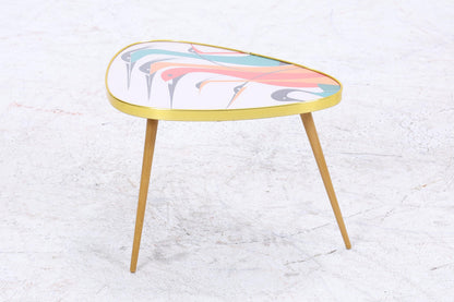 Vintage Blumentisch mit Muster | Mid Century Beisteltisch | Beistelltische 60er Jahre