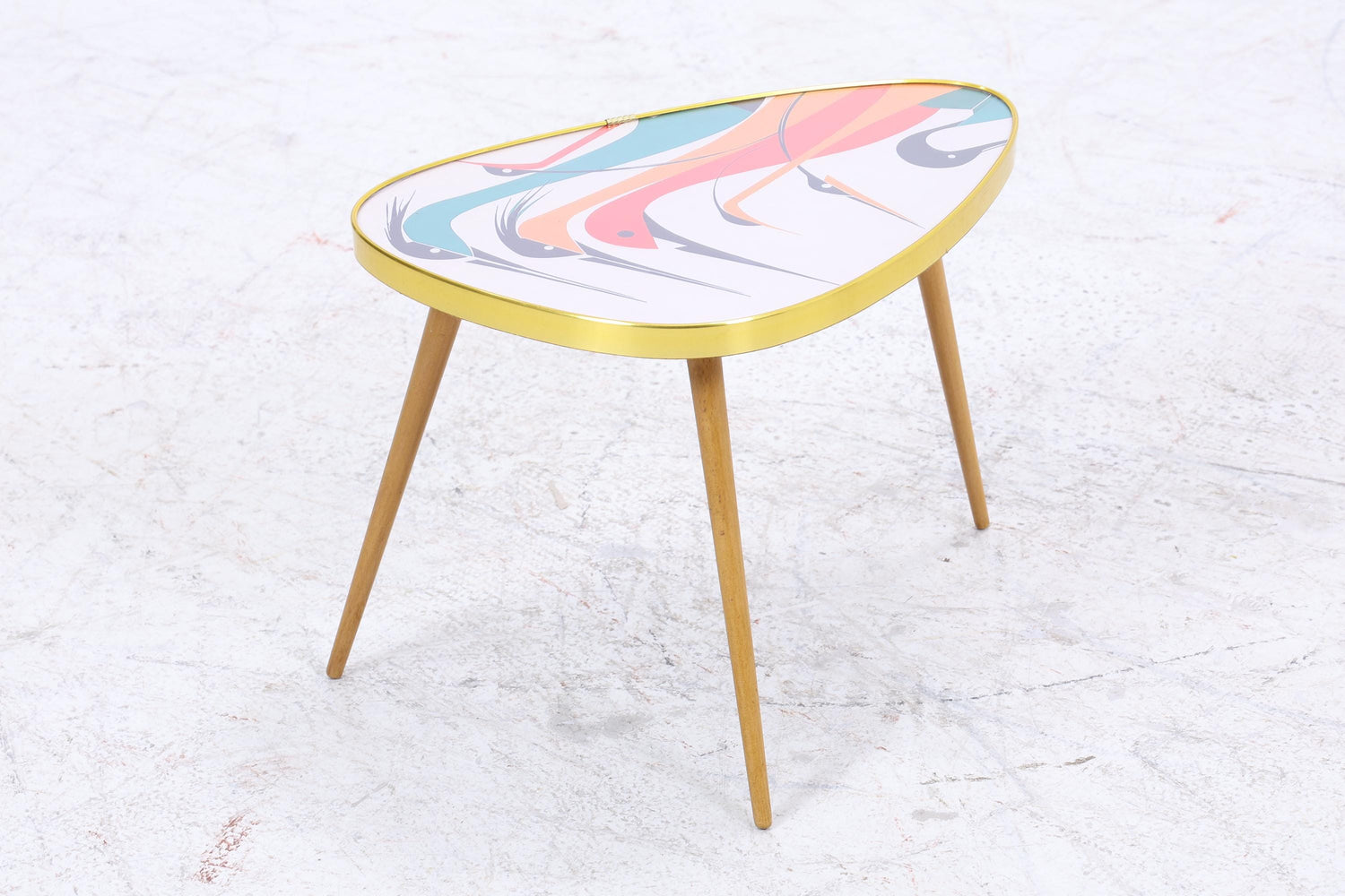 Vintage Blumentisch mit Muster | Mid Century Beisteltisch | Beistelltische 60er Jahre
