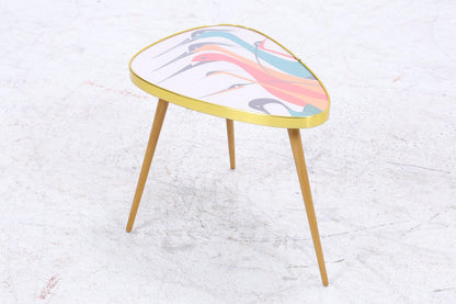 Vintage Blumentisch mit Muster | Mid Century Beisteltisch | Beistelltische 60er Jahre