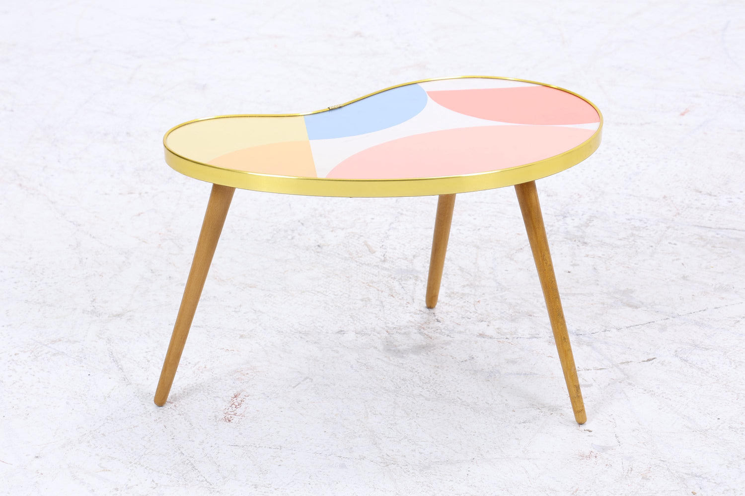 Vintage Nierentisch mit Muster | Mid Century Blumentisch | Beistelltische 60er Jahre