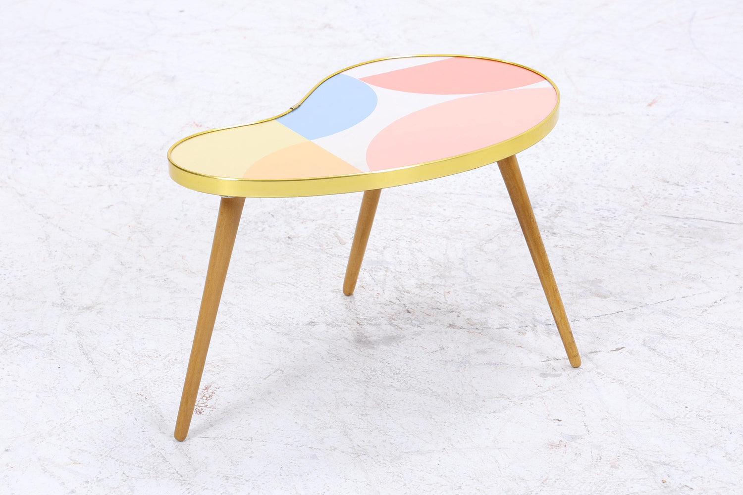 Vintage Nierentisch mit Muster | Mid Century Blumentisch | Beistelltische 60er Jahre