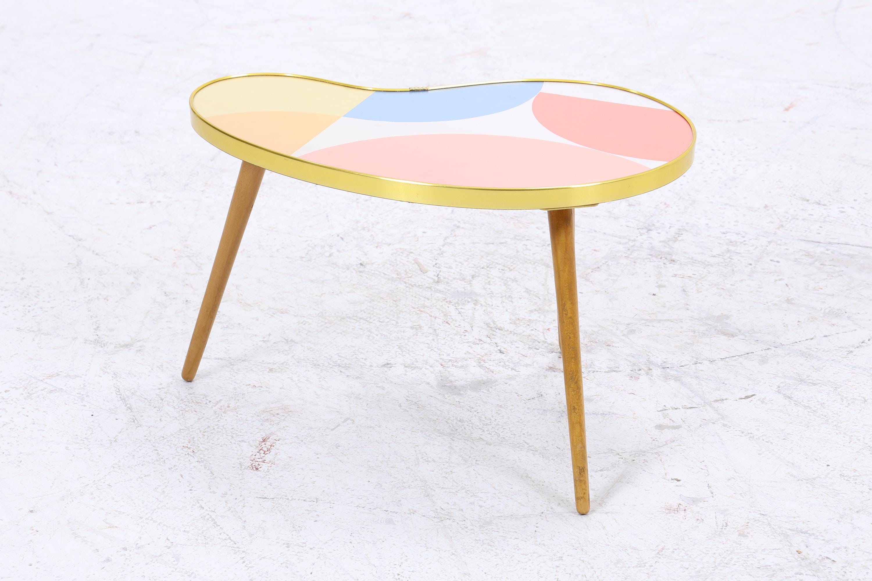 Vintage Nierentisch mit Muster | Mid Century Blumentisch | Beistelltische 60er Jahre