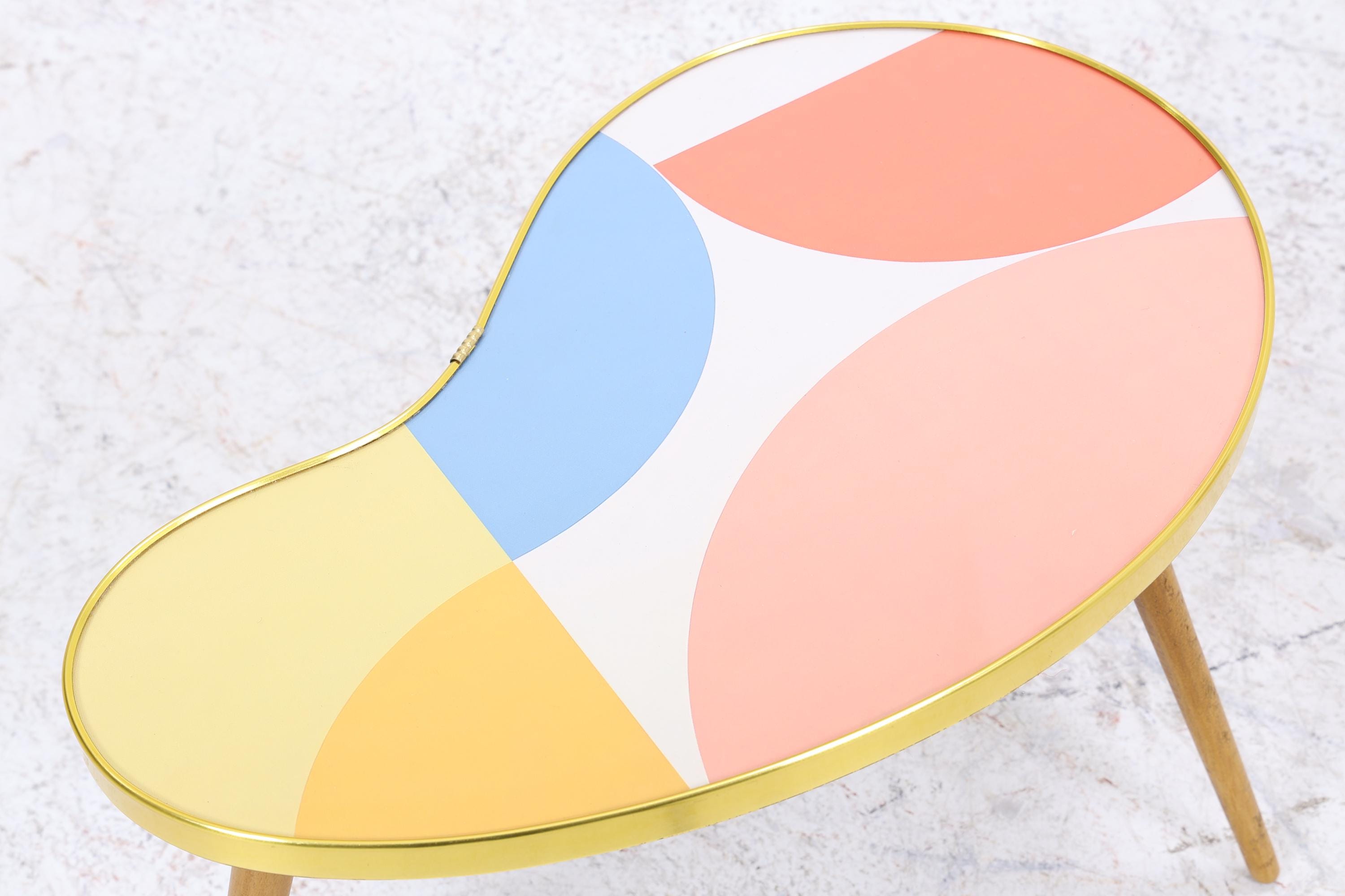 Vintage Nierentisch mit Muster | Mid Century Blumentisch | Beistelltische 60er Jahre