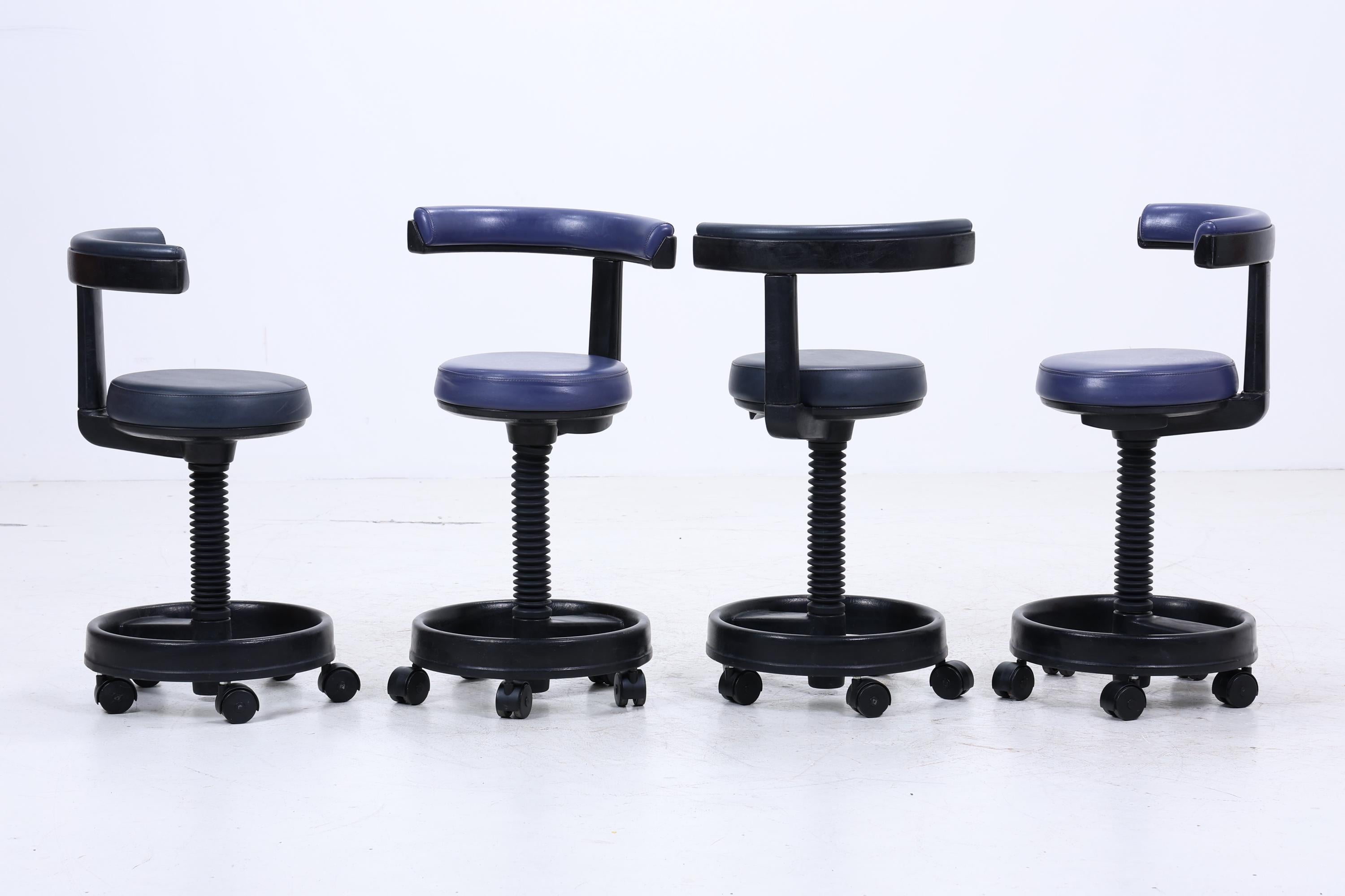 1v4 Siemens Sirona Stil Rollhocker | Vintage Praxis- &amp; Laborhocker | Industrie Design Drehhocker