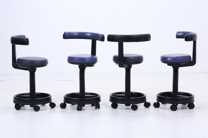 1v4 Siemens Sirona Stil Rollhocker | Vintage Praxis- &amp; Laborhocker | Industrie Design Drehhocker