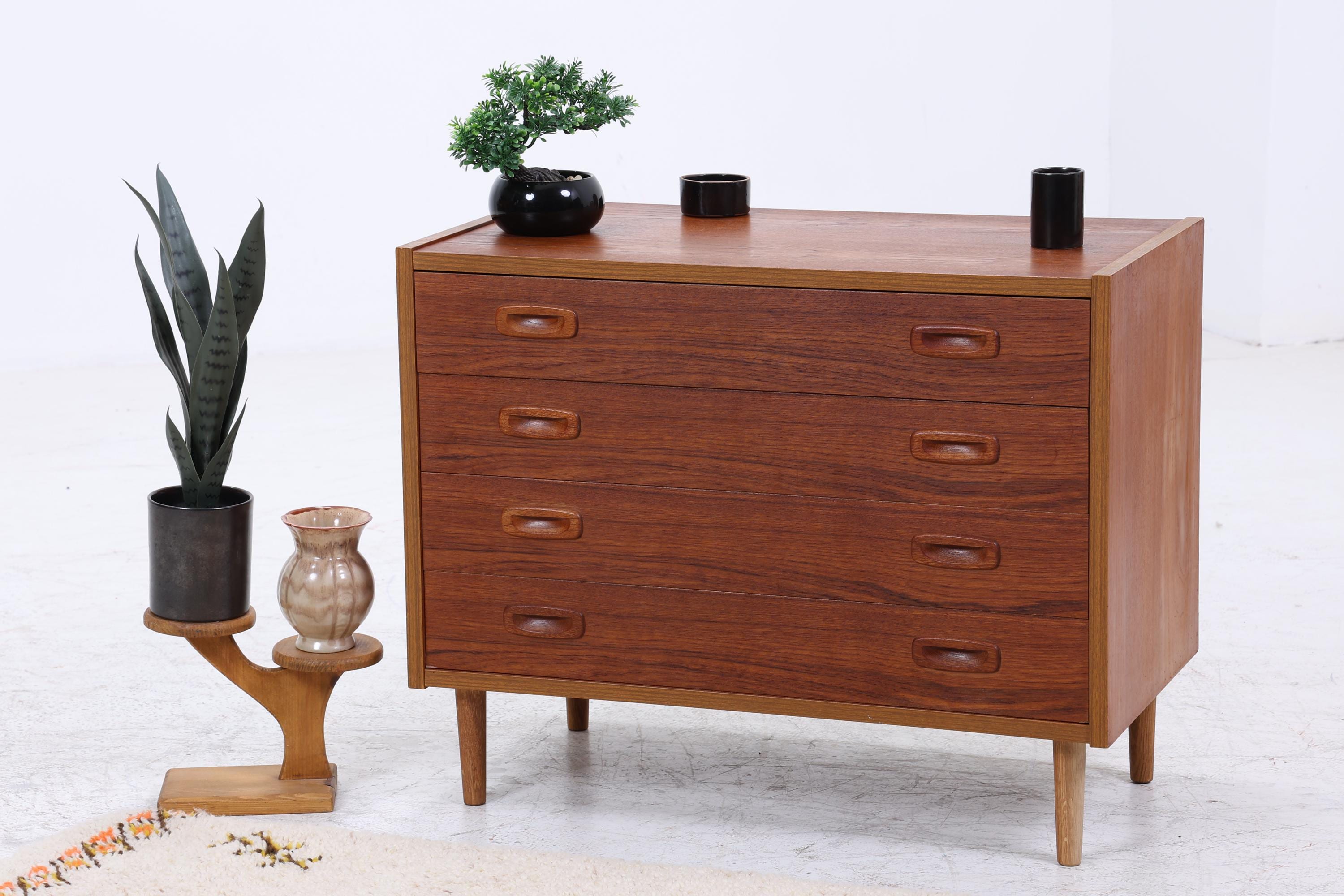 Vintage Teak Schubladenkommode | Mid-Century Kommode mit 4 Schubladen | Skandinavisches Design