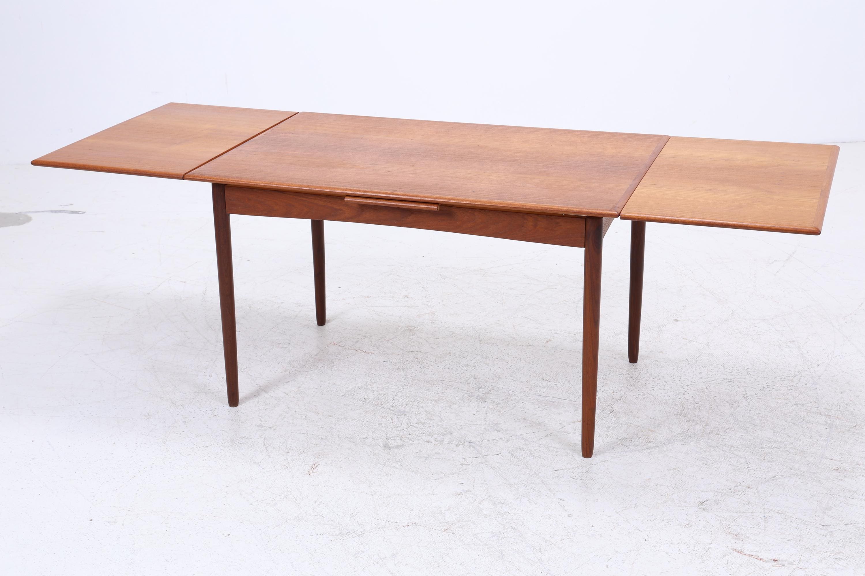 Vintage Teak Esstisch | Mid Century Ausziehtisch mit 2 Ausziehplatten