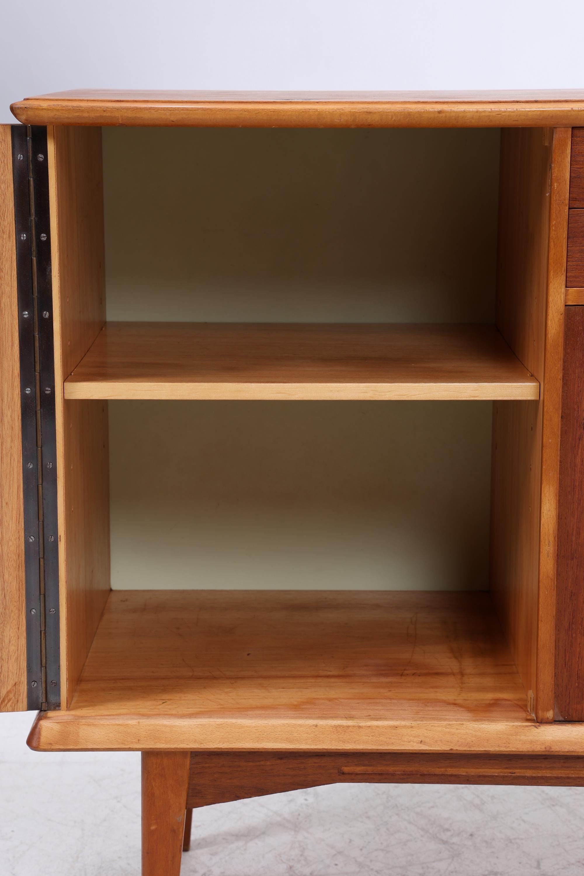 Vintage Sideboard 60er Jahre | Mid Century TV Board mit Schubladen &amp; Fächern Retro Holz Aufbewahrung Anrichte