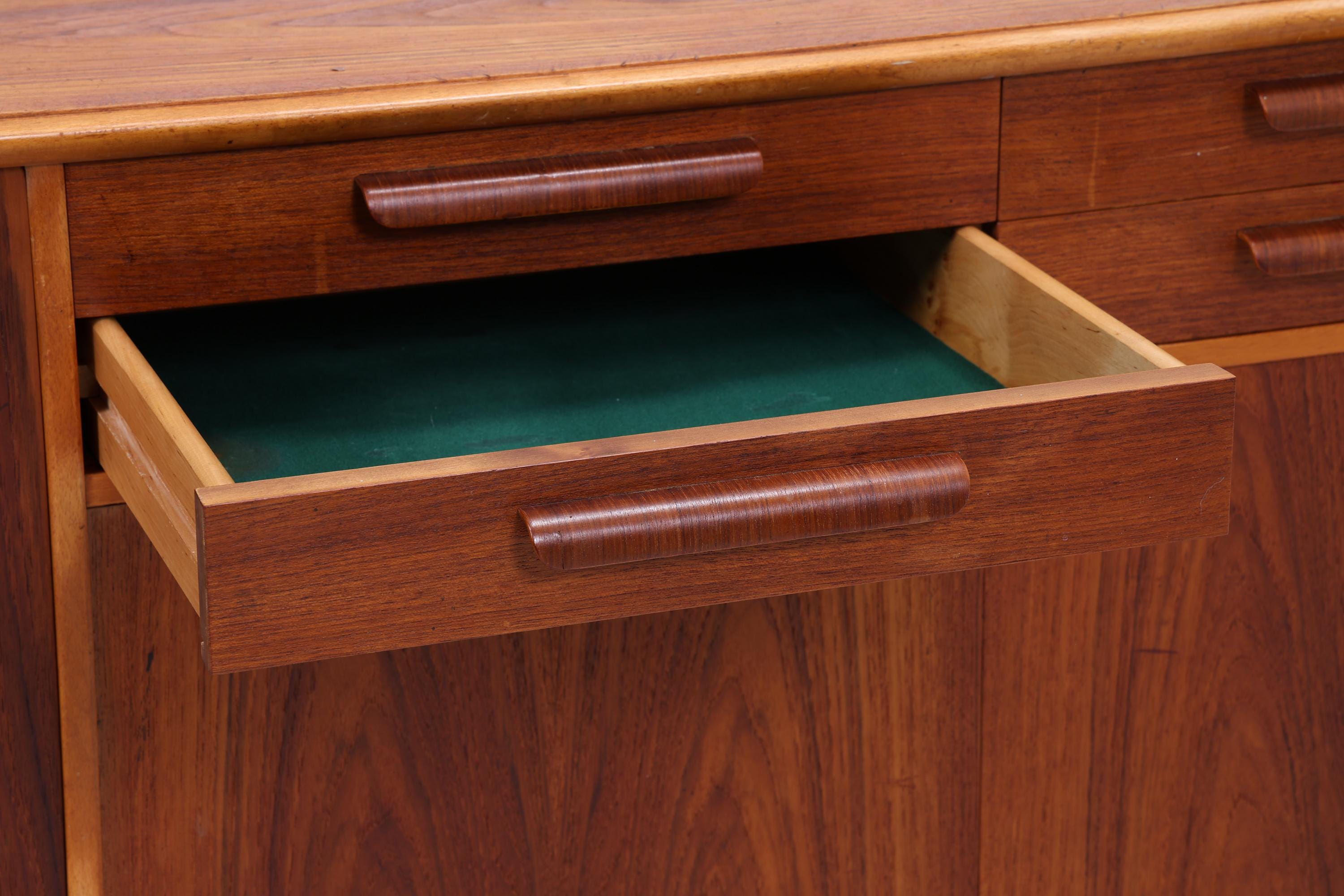 Vintage Sideboard 60er Jahre | Mid Century TV Board mit Schubladen &amp; Fächern Retro Holz Aufbewahrung Anrichte