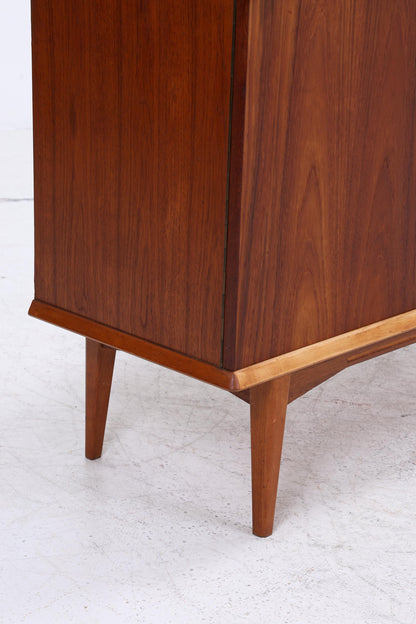 Vintage Sideboard 60er Jahre | Mid Century TV Board mit Schubladen &amp; Fächern Retro Holz Aufbewahrung Anrichte