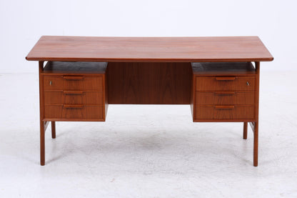 Vintage Teak Schreibtisch von Gunni Omann für Omann Jun "Modell 75" | Mid-Century freistehender Büro Tisch Danish Design
