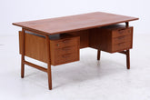 Vintage Teak Schreibtisch von Gunni Omann für Omann Jun "Modell 75" | Mid-Century freistehender Büro Tisch Danish Design