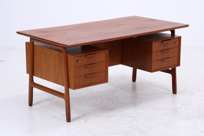Vintage Teak Schreibtisch von Gunni Omann für Omann Jun "Modell 75" | Mid-Century freistehender Büro Tisch Danish Design