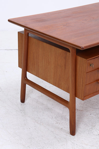 Vintage Teak Schreibtisch von Gunni Omann für Omann Jun "Modell 75" | Mid-Century freistehender Büro Tisch Danish Design