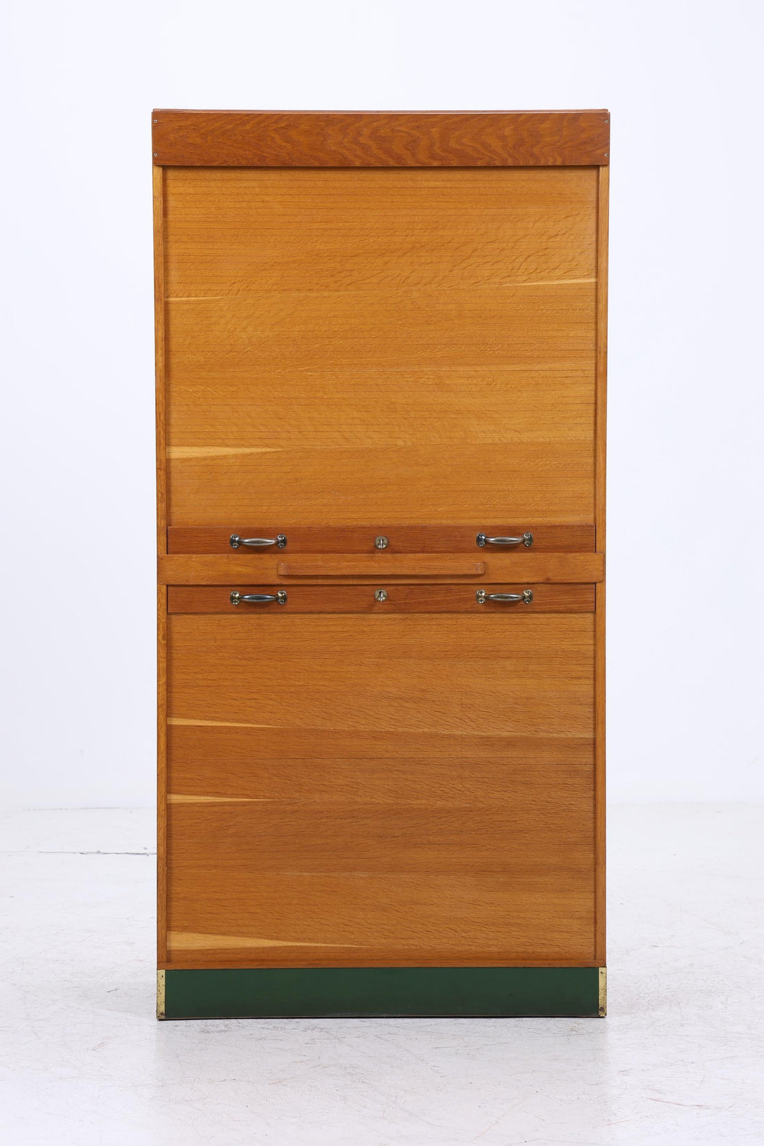Vintage Rollladenschrank | Mid-Century Büromöbel | Holz Rolladen Schrank