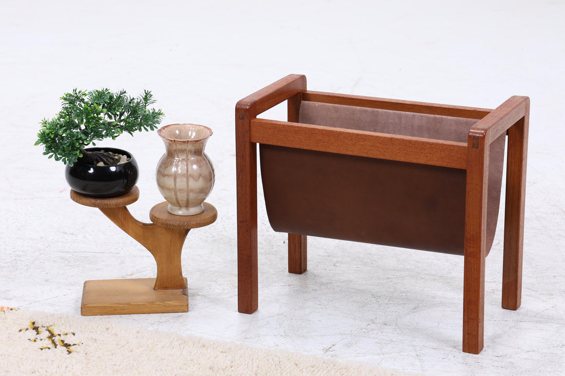 Vintage Teak Zeitungsständer | Mid-Century Magazinhalter Danish Modern