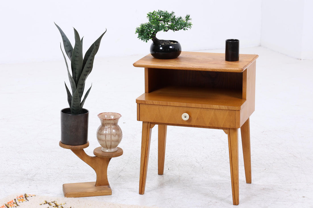 Vintage Holz Nachttisch | Mid-Century Nachtkonsole 60er 70er Jahre