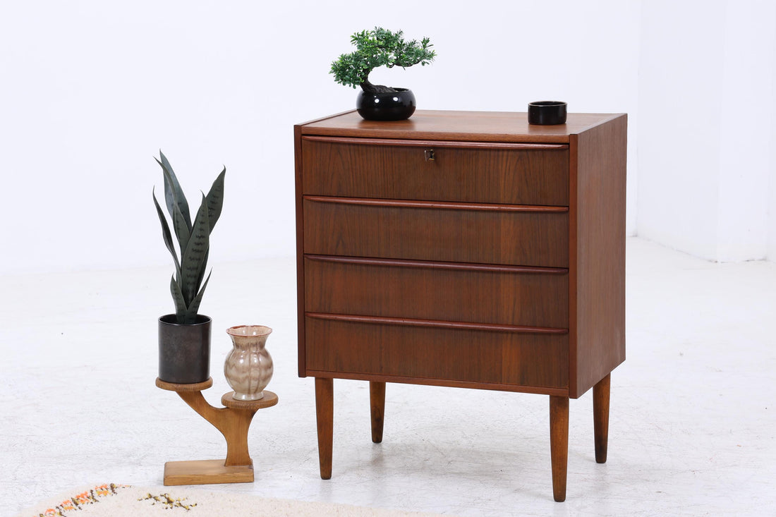 Teak Schubladenkommode | Mid-Century Vintage Kommode mit 4 Schubladen | Scandinavian Design 1960er